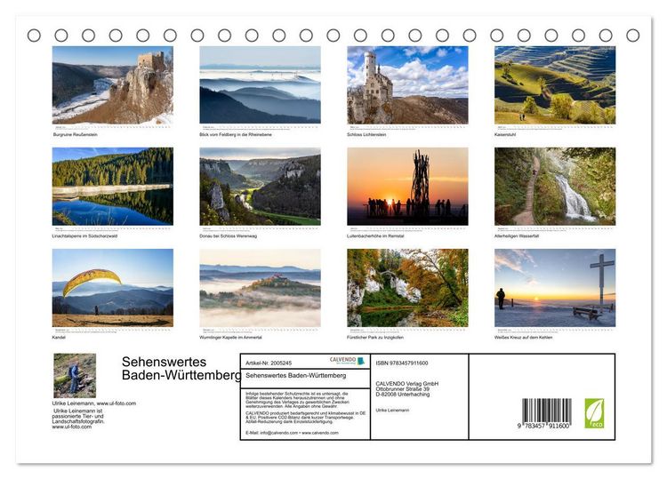 Produktbild: Sehenswertes Baden-W&uuml;rttemberg (Tischkalender 2026 DIN A5 quer), CALVENDO Monatskalender