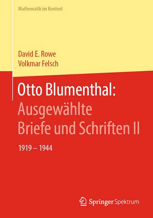 Produktbild: Otto Blumenthal: Ausgew&auml;hlte Briefe und Schriften II