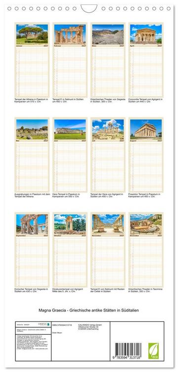 Produktbild: Familienplaner 2027 - Magna Graecia - Griechische antike St&auml;tten in S&uuml;ditalien mit 5 Spalten (Wandkalender, 21 x 45 cm) CALVENDO