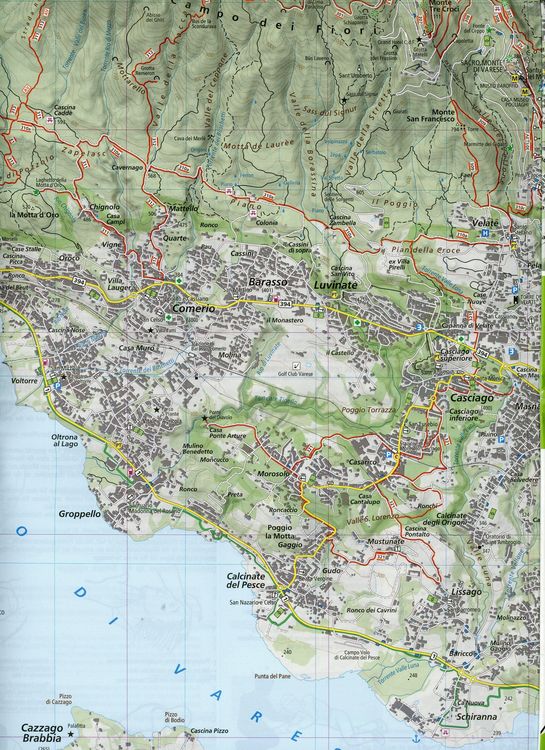Produktbild: 304 Lago di Varese. Carta escursionistica 1:25.000. Laveno, Campo dei Fiori, Porto Ceresio