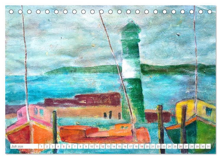 Produktbild: Gemalte Leuchtt&uuml;rme - Mit Pinsel und Farbe entlang der deutschen K&uuml;ste (Tischkalender 2026 DIN A5 quer), CALVENDO Monatskalender