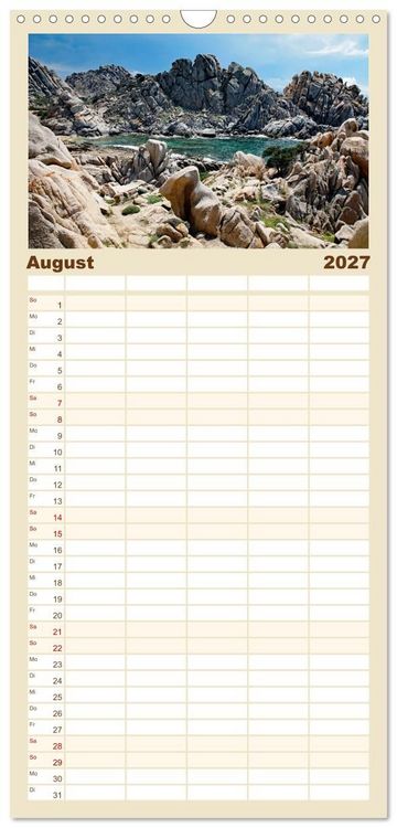 Produktbild: Familienplaner 2027 - Traumhaftes Sardinien mit 5 Spalten (Wandkalender, 21 x 45 cm) CALVENDO