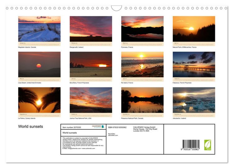 Produktbild: World sunsets (Wall Calendar 2026 DIN A3 landscape), CALVENDO 12 Month Wall Calendar