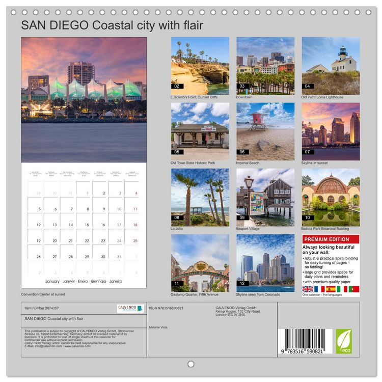 Produktbild: SAN DIEGO Coastal city with flair (Wall Calendar 2026 12 &times; 12 Inch) CALVENDO 12 Month Wall Calendar