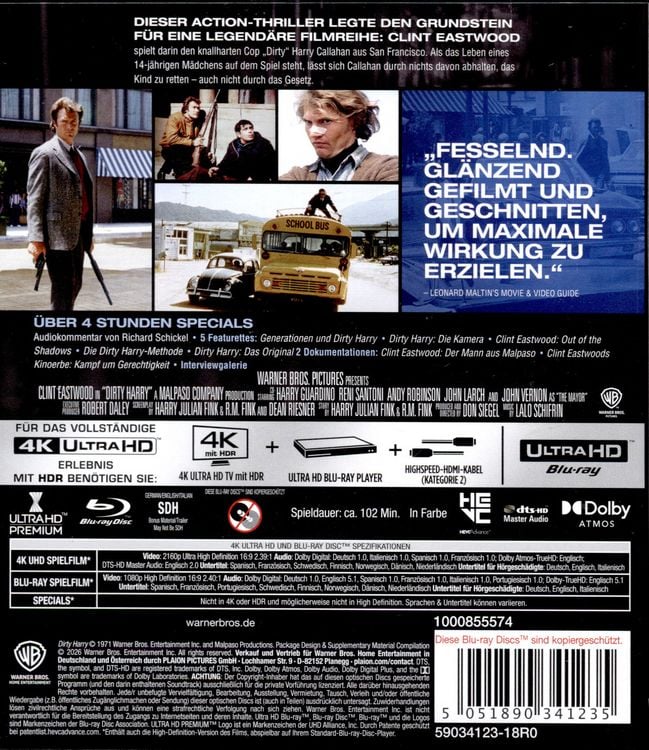 Produktbild: Dirty Harry (4K Ultra HD) (+ Blu-ray)