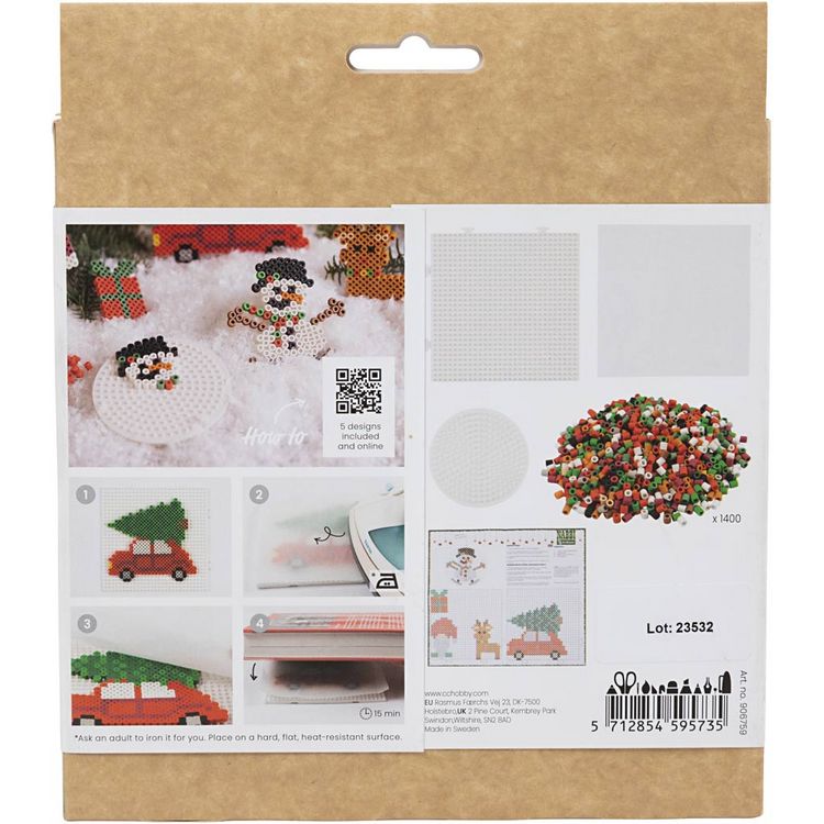 Produktbild: Creativ Company DIY Sets Fuse Beads Kreativ Set NABBI BioBeads, Weihnachtsauto, Rentier, Schneemann, Wichtel und Geschenk, Kreativ Box