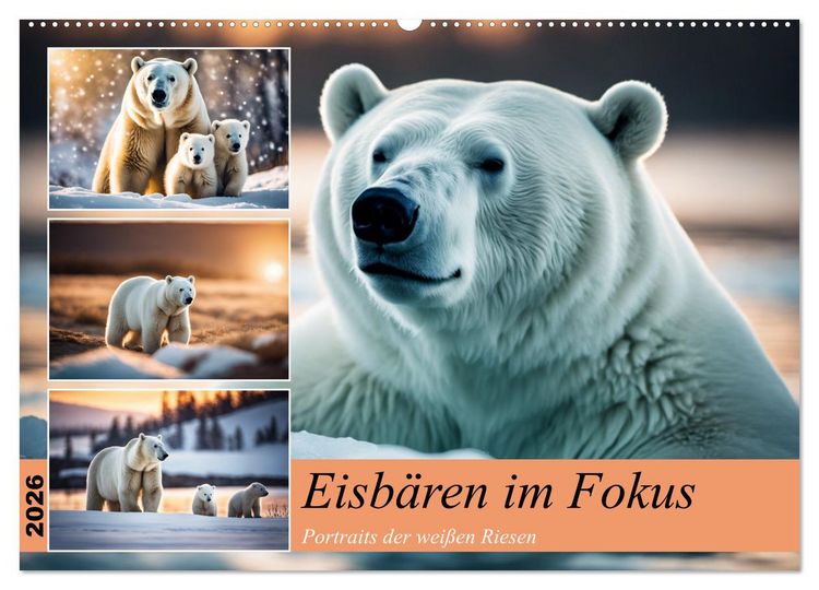Produktbild: Eisb&auml;ren im Fokus (Wandkalender 2026 DIN A2 quer), CALVENDO Monatskalender
