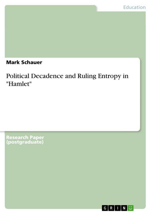 Produktbild: Political Decadence and Ruling Entropy in "Hamlet"