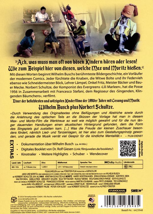Produktbild: Max und Moritz (1956) (Filmjuwelen / F&ouml;rster-Film M&auml;rchen nach Wilhelm Busch)