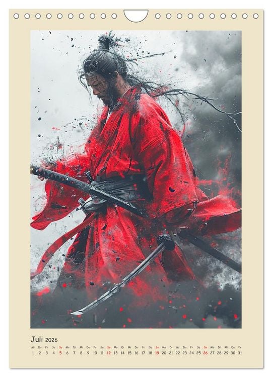Produktbild: Samurai. Kunstvolle Darstellungen historischer Krieger (Wandkalender 2026 DIN A4 hoch), CALVENDO Monatskalender