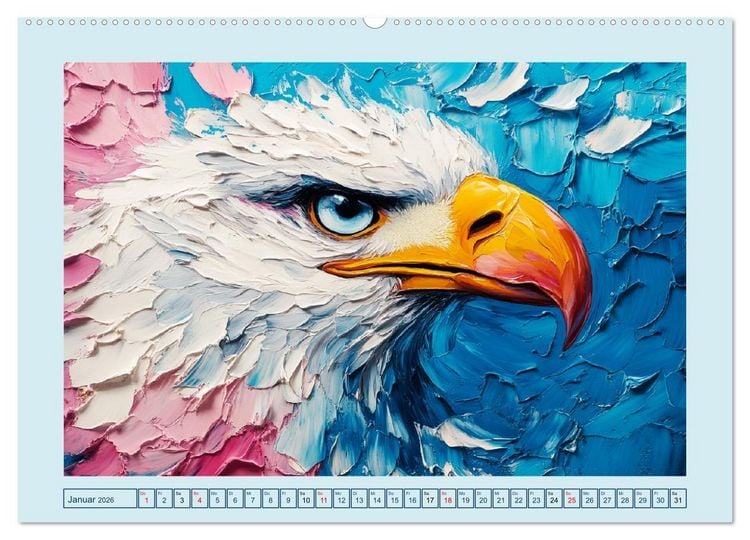 Produktbild: Greifv&ouml;gel. Majest&auml;tische Luftakrobaten in &Ouml;loptik (hochwertiger Premium Wandkalender 2026 DIN A2 quer), Kunstdruck in Hochglanz