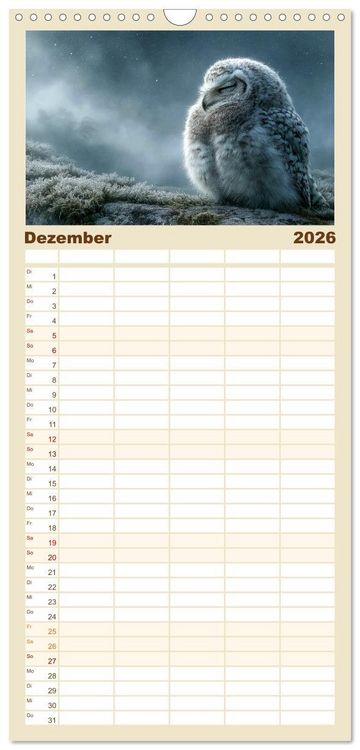 Produktbild: Familienplaner 2026 - GUTE NACHT - Schlafende Tiere, traumhaft sch&ouml;n mit 5 Spalten (Wandkalender, 21 x 45 cm) CALVENDO