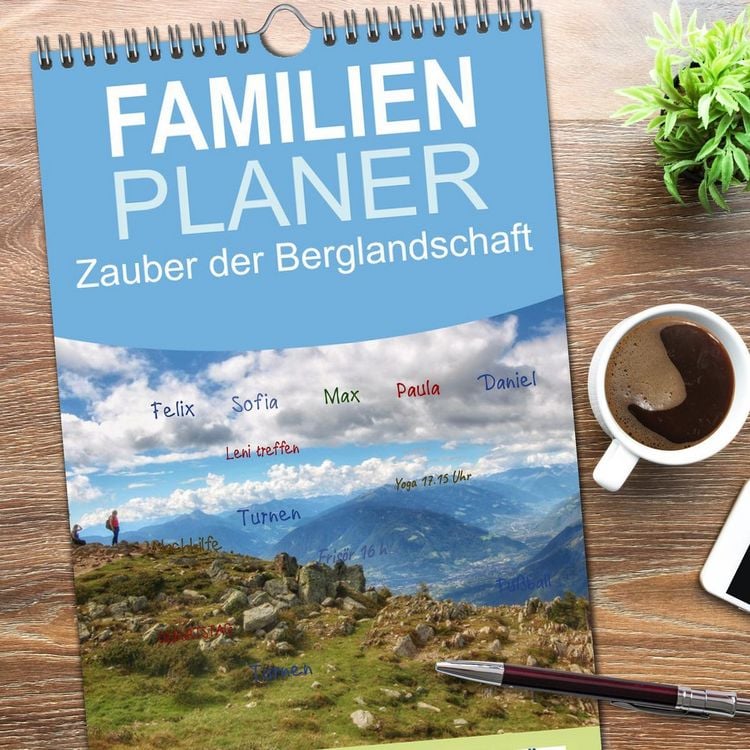Produktbild: Familienplaner 2026 - Zauber der Berglandschaft mit 5 Spalten (Wandkalender, 21 x 45 cm) CALVENDO