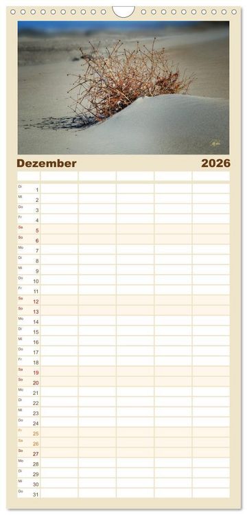 Produktbild: Familienplaner 2026 - Nordsee-D&uuml;nen mit 5 Spalten (Wandkalender, 21 x 45 cm) CALVENDO