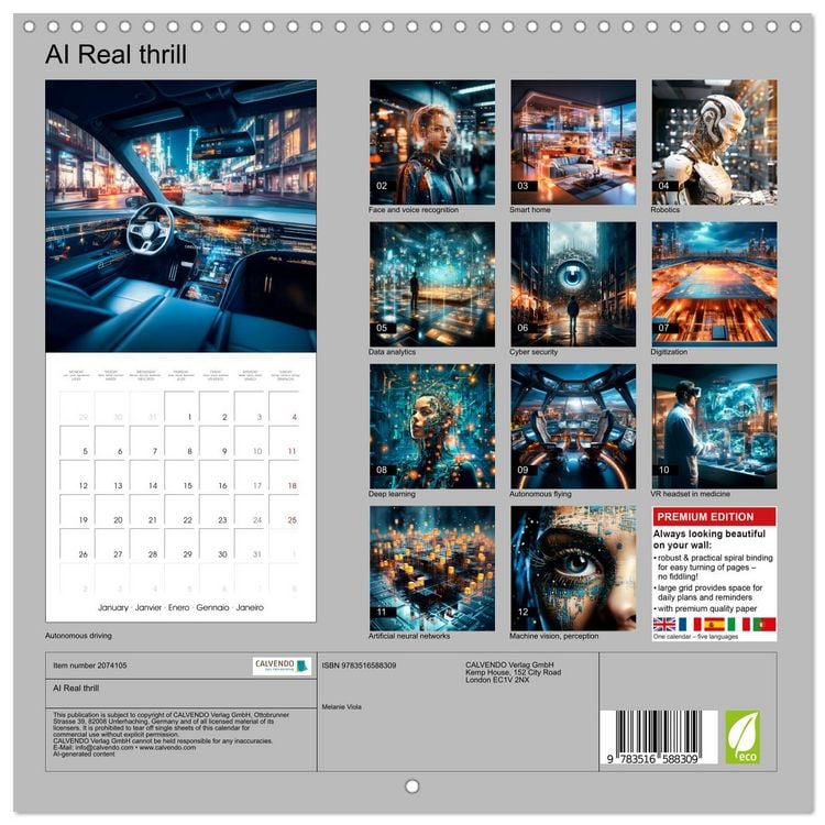 Produktbild: AI Real thrill (Wall Calendar 2026 12 &times; 12 Inch) CALVENDO 12 Month Wall Calendar