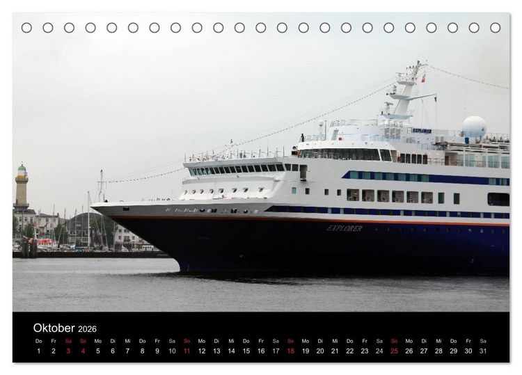 Produktbild: Cruiseliner in Warnem&uuml;nde (Tischkalender 2026 DIN A5 quer), CALVENDO Monatskalender