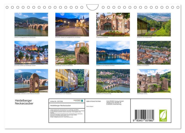 Produktbild: Heidelberger Neckarzauber (Wandkalender 2026 DIN A4 quer), CALVENDO Monatskalender
