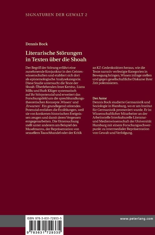 Produktbild: Literarische St&ouml;rungen in Texten &uuml;ber die Shoah