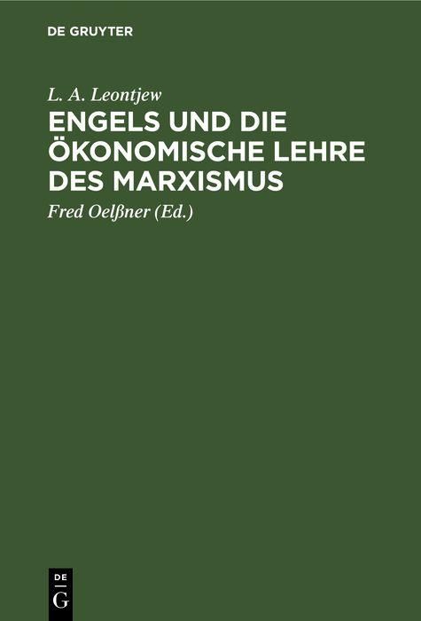 Produktbild: Engels und die &ouml;konomische Lehre des Marxismus