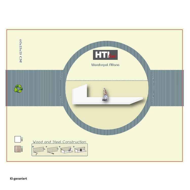 Produktbild: HTI-Living Wandregal mit Buchst&uuml;tze Altona Sonoma Wandregal mit Buchst&uuml;tze Altona Sonoma