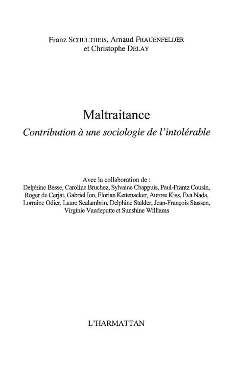 Produktbild: Maltraitance-Contribution a une sociolog