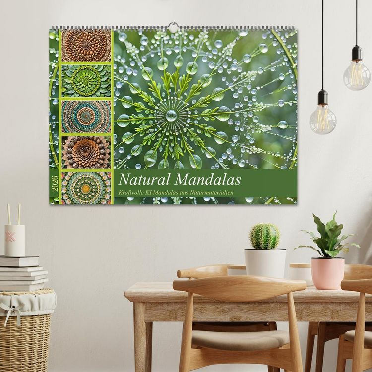 Produktbild: Natural Mandalas - Kraftvolle KI Mandalas aus Naturmaterialien (Wandkalender 2026 DIN A2 quer), CALVENDO Monatskalender