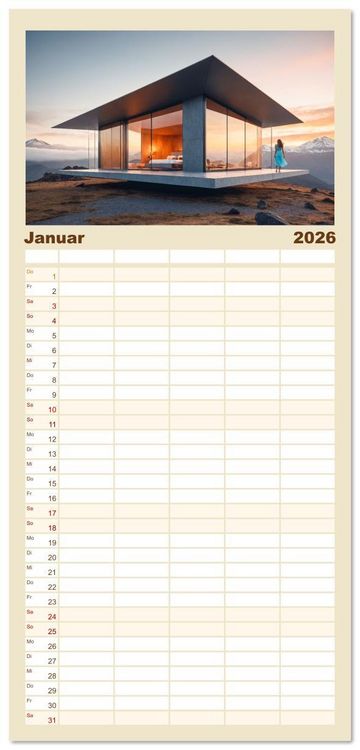 Produktbild: Familienplaner 2026 - Einsamkeit in Architektur mit 5 Spalten (Wandkalender, 21 x 45 cm) CALVENDO