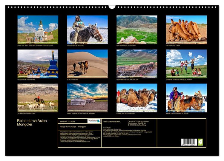 Produktbild: Reise durch Asien - Mongolei (Wandkalender 2026 DIN A2 quer), CALVENDO Monatskalender
