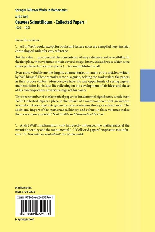 Produktbild: Oeuvres Scientifiques - Collected Papers I