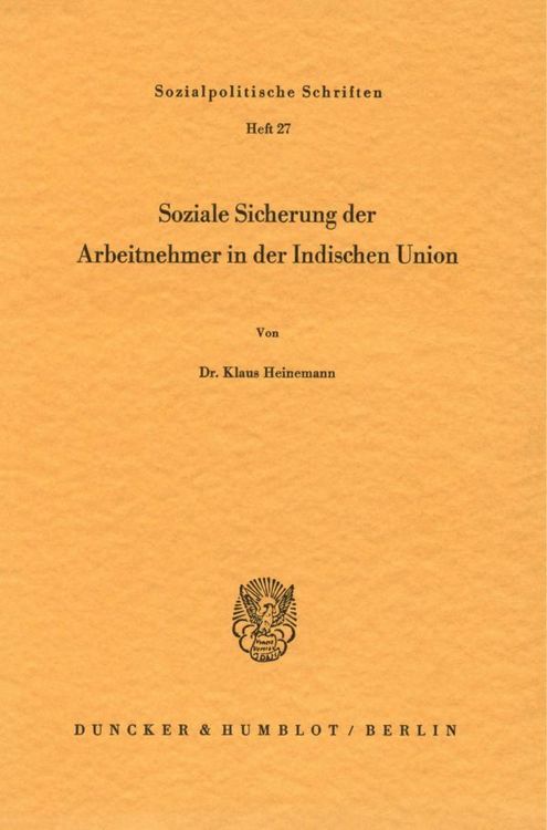 Produktbild: Soziale Sicherung der Arbeitnehmer in der Indischen Union.