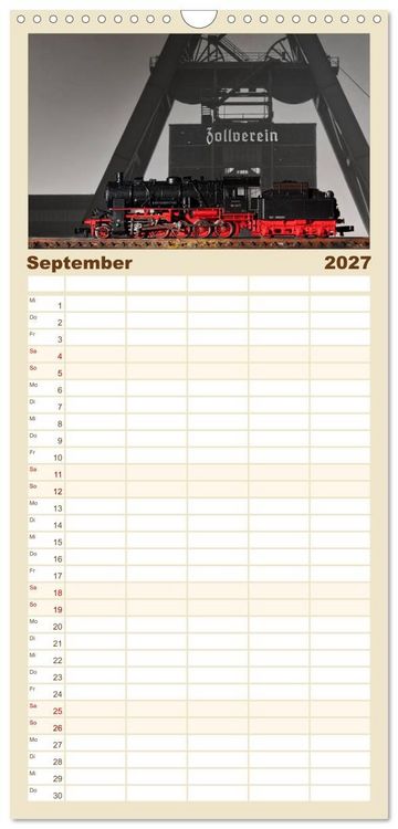 Produktbild: Familienplaner 2027 - Dampflokomotiven in Spur N mit 5 Spalten (Wandkalender, 21 x 45 cm) CALVENDO