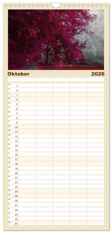 Produktbild: Familienplaner 2026 - Momente in Rosa mit 5 Spalten (Wandkalender, 21 x 45 cm) CALVENDO