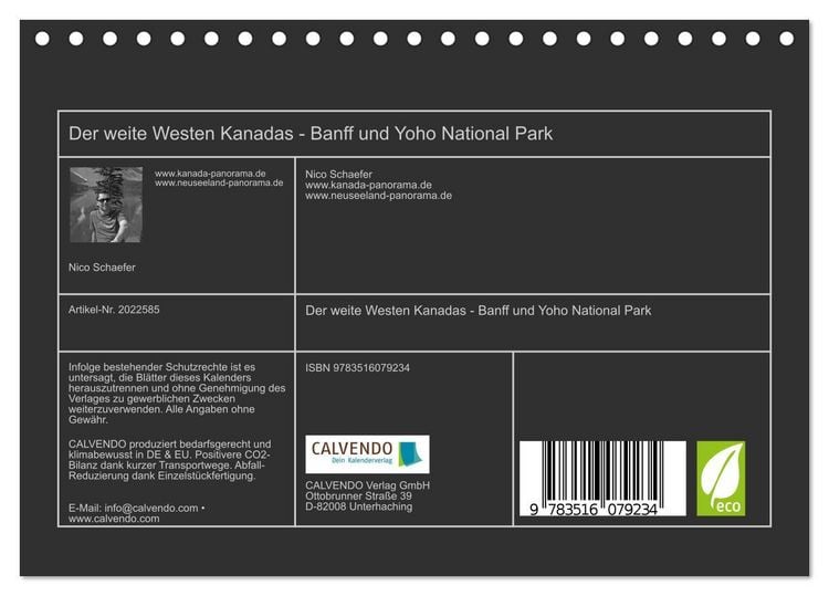 Produktbild: Der weite Westen Kanadas - Banff und Yoho National Park (Tischkalender 2026 DIN A5 quer), CALVENDO Monatskalender