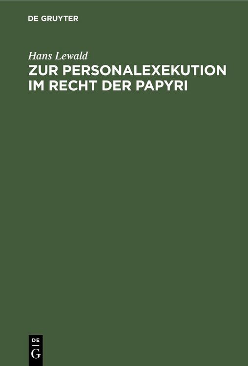 Produktbild: Zur Personalexekution im Recht der Papyri