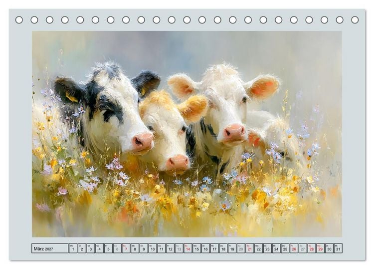 Produktbild: K&uuml;he und K&auml;lber. L&auml;ndliche Idylle (Tischkalender 2027 DIN A5 quer), CALVENDO Monatskalender