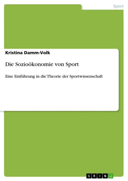 Produktbild: Die Sozio&ouml;konomie von Sport