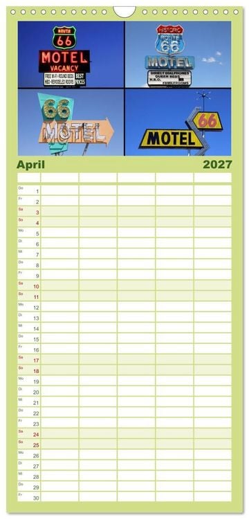 Produktbild: Familienplaner 2027 - Route 66 im S&uuml;dwesten mit 5 Spalten (Wandkalender, 21 x 45 cm) CALVENDO