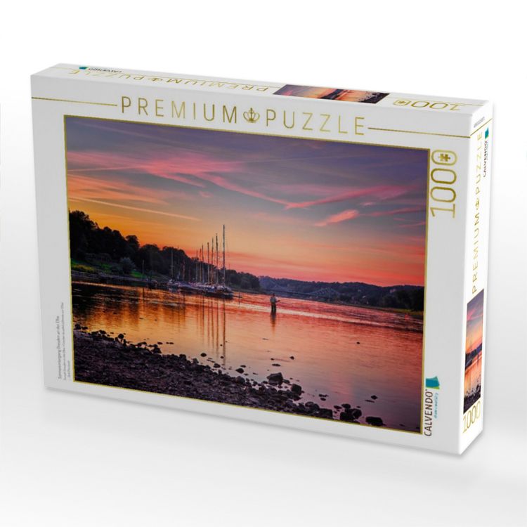 Produktbild: CALVENDO Puzzle Sonnenuntergang Dresden an der Elbe | 1000 Teile Lege-Gr&ouml;&szlig;e 64x48cm Foto-Puzzle f&uuml;r gl&uuml;ckliche Stunden