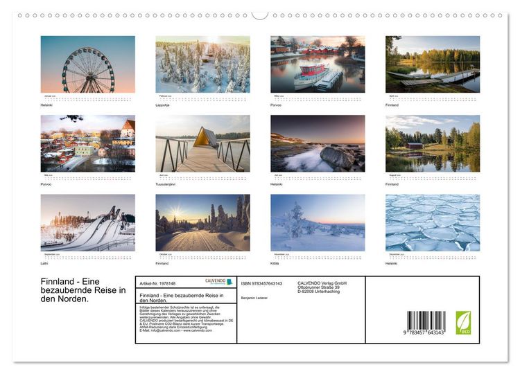 Produktbild: Finnland - Eine bezaubernde Reise in den Norden. (Wandkalender 2026 DIN A2 quer), CALVENDO Monatskalender