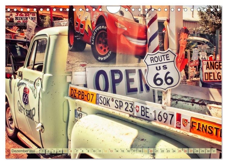 Produktbild: Nostalgie auf 2451 Meilen - Route 66 (Wandkalender 2026 DIN A4 quer), CALVENDO Monatskalender