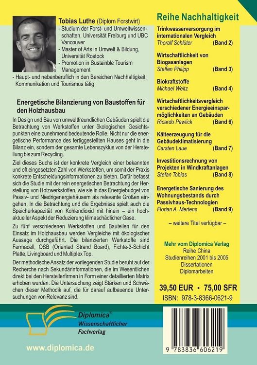 Produktbild: Energetische Bilanzierung von Baustoffen f&uuml;r den Holzhausbau