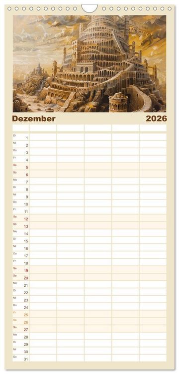 Produktbild: Familienplaner 2026 - Der Turm zu Babel: Ungemalte Bilder der Kunstgeschichte mit 5 Spalten (Wandkalender, 21 x 45 cm) CALVENDO