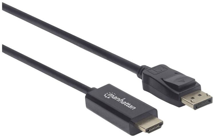 Produktbild: Manhattan DisplayPort / HDMI Adapterkabel DisplayPort Stecker, HDMI-A Stecker 1.80 m Schwarz 153201 DisplayPort-Kabel