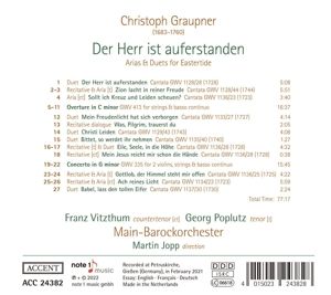 Produktbild: Christoph Graupner: Der Herr ist auferstanden - Ar