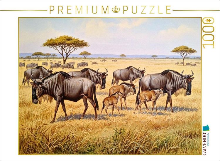 Produktbild: CALVENDO Puzzle Gem&auml;lde einer Herde Gnus in Afrika | 1000 Teile Lege-Gr&ouml;&szlig;e 64x48cm Foto-Puzzle f&uuml;r gl&uuml;ckliche Stunden