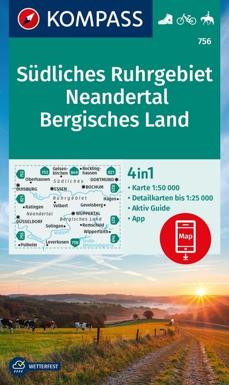 Bild vom Artikel KOMPASS Wanderkarte 756 Südliches Ruhrgebiet, Neandertal, Bergisches Land 1:50.000 vom Autor 
