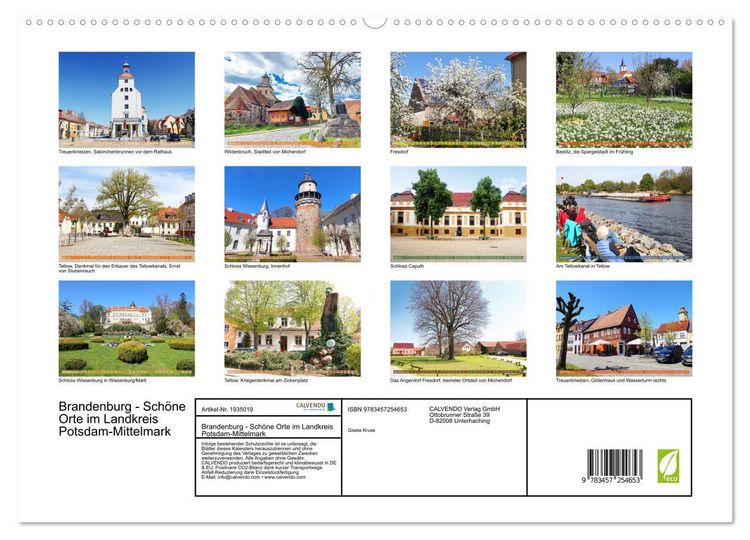 Produktbild: Brandenburg - Sch&ouml;ne Orte im Landkreis Potsdam-Mittelmark (hochwertiger Premium Wandkalender 2026 DIN A2 quer), Kunstdruck in Hochglanz