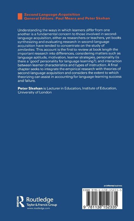 Produktbild: Individual Differences in Second Language Learning