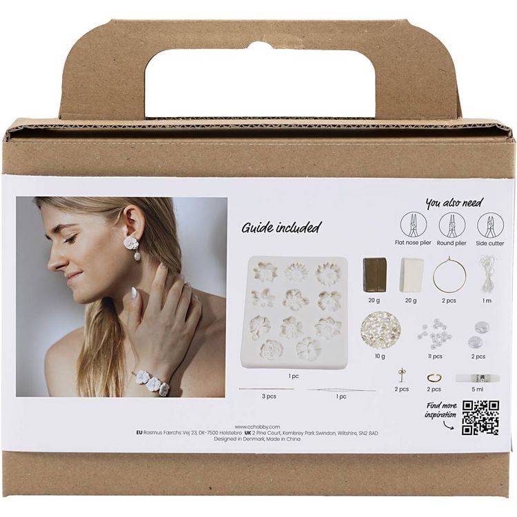 Produktbild: Creativ Company Mini Kreativ Set Schmuck, Ohrringe, Armband und, Halskette im Blumendesign, Beige, Hellbeige, Beige