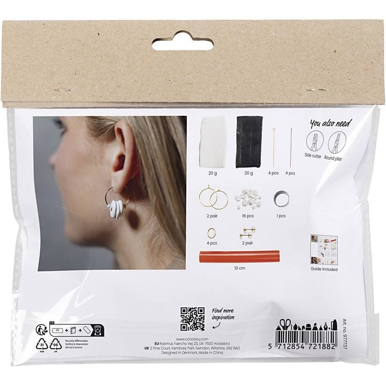 Produktbild: Creativ Company Mini Kreativ Set Schmuck, Ohrringe, Schwarz, Wei&szlig;